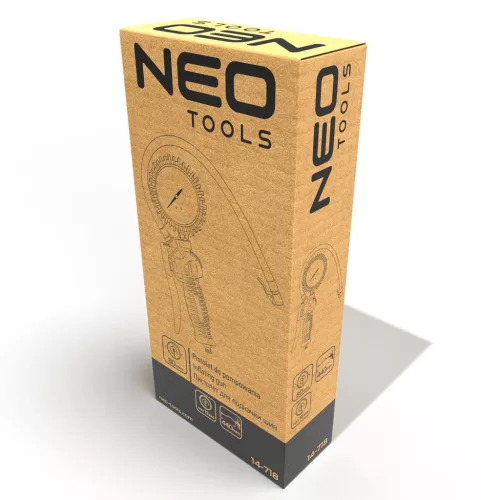 Neo Tools Pneumatikus kerékfúvó pisztoly, profi, nyomásmérővel 80mm