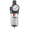 Neo Tools Pneumatikus víztelenítő szűrő 1/2", nyomásszabályzóval, fém