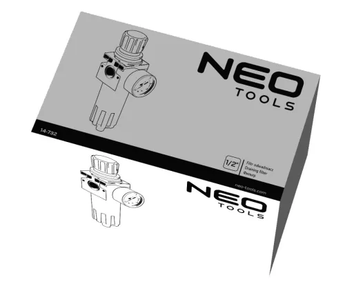 Neo Tools Pneumatikus víztelenítő szűrő 1/2", nyomásszabályzóval, fém