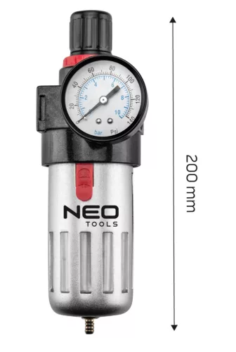 Neo Tools Pneumatikus víztelenítő szűrő 1/2", nyomásszabályzóval, fém