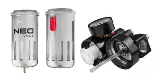 Neo Tools Pneumatikus víztelenítő szűrő és olajzó 1/2", nyomásszabályzóval, fém