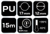 Neo Tools Pneumatikus spiráltömlő, 12x17mm x 15m, PU