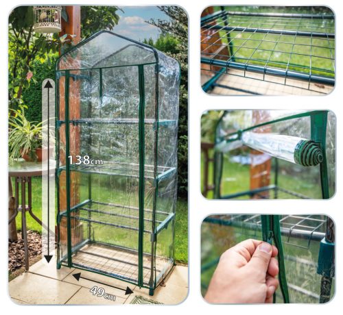 Neo Tools Növényház 69 x 49 x 160cm, PVC fólia, fémszerkezet