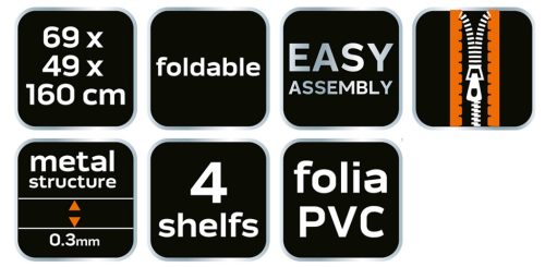 Neo Tools Növényház 69 x 49 x 160cm, PVC fólia, fémszerkezet