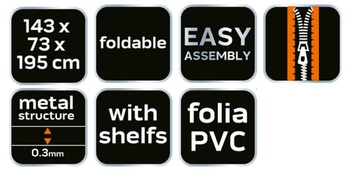 Neo Tools Növényház 143 x 73 x 195cm, PVC fólia, fémszerkezet