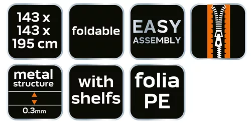 Neo Tools Növényház 143 x 143 x 195cm, PE fólia, fémszerkezet