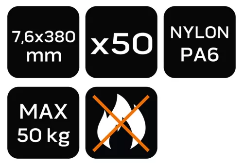 Neo Tools Kerti kötegelő, gyorskötöző 7,6x380mm, 50db, zöld