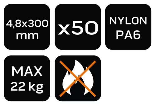 Neo Tools Kerti kötegelő, gyorskötöző 4,8x300mm, 50db, barna