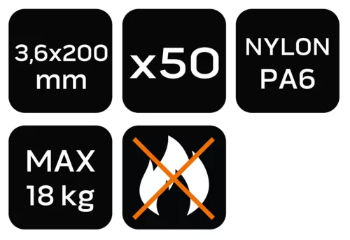 Neo Tools Kerti kötegelő, gyorskötöző 3,6x200mm, 50db, zöld