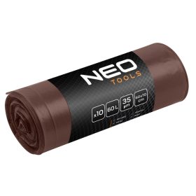   Neo Tools Szemeteszsák 60l, 60x70cm, barna, erősített, vastagság:35mic, 10db