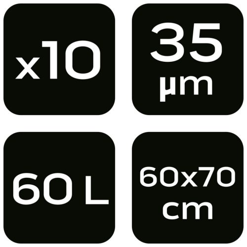 Neo Tools Szemeteszsák 60l, 60x70cm, barna, erősített, vastagság:35mic, 10db