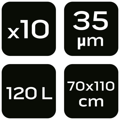 Neo Tools Szemeteszsák 120l, 70x110cm, barna, erősített, vastagság:35mic, 10db