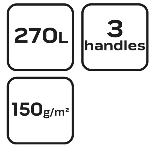 Verto Kerti hulladék és levélgyűjtő zsák 270 L, 150 g/m2, PP, párnázott peremmel, 3 fogantyúval, 67 x 76cm