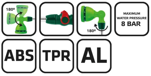 Verto Öntözőpisztoly,10 funkciós, 40cm-es fémszárral
