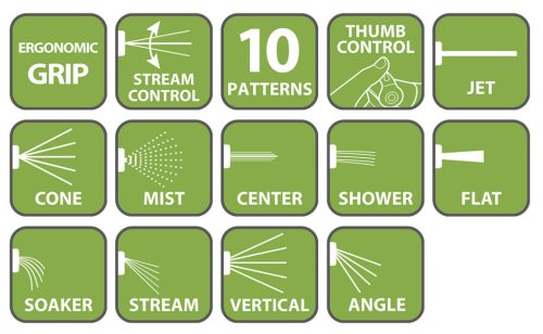 Verto Öntözőpisztoly, 10 funkciós, hüvelykujj szabályozás