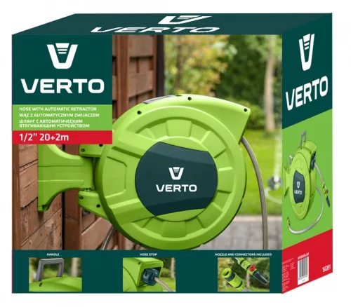 Verto tömlődob automata 20+2m 1/2" 10bar pvc t