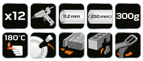Neo Tools Ragasztópatron, 11x250mm, 12db, 300g, fehér