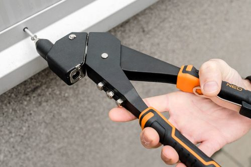 Neo Tools Popszegecshúzó, multi fejbeállítás, acél és alumínium szegecsekhez, 2,4/3,2/4,0/4,8 mm