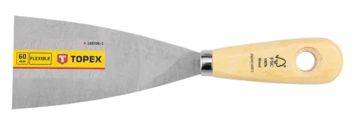 Topex Festékkaparó, spakli, 60mm, rozsdamentes acél, fanyelű