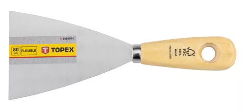 Topex Festékkaparó, spakli, 80mm, rozsdamentes acél, fanyelű