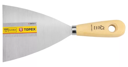 Topex Festékkaparó, spakli, 100mm, rozsdamentes acél, fanyelű