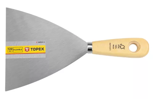 Topex Festékkaparó, spakli, 120mm, rozsdamentes acél, fanyelű