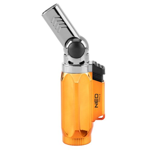 Neo Tools Gázforrasztó, gázégő, állítható fej, 360 fokos, piezo, gázszabályzó szelep,3g gáztöltet, öngyújtógázzal tölthető
