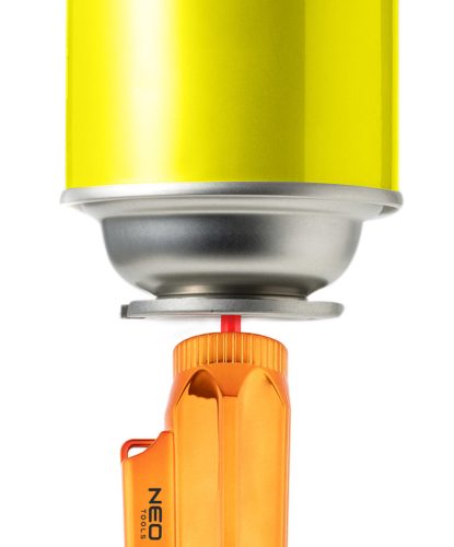 Neo Tools Gázforrasztó, gázégő, állítható fej, 360 fokos, piezo, gázszabályzó szelep,3g gáztöltet, öngyújtógázzal tölthető