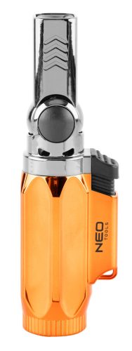 Neo Tools Gázforrasztó, gázégő, állítható fej, 360 fokos, piezo, gázszabályzó szelep,3g gáztöltet, öngyújtógázzal tölthető
