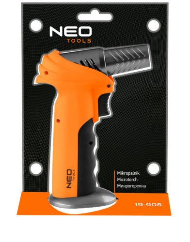 Neo Tools Gázforrasztó, gázégő, 360 fokos használat, piezó, gázszabályzó szelep,10g gáztöltet, öngyújtógázzal tölthető