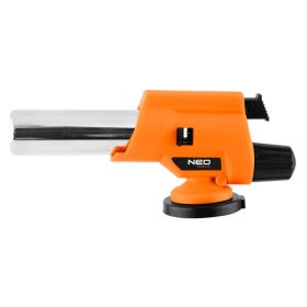   Neo Tools Gázforrasztó, gázégő fej, csavaros, 227g-os eldobható palackokhoz, piezo, gázszabályzó szelep, 360 fok
