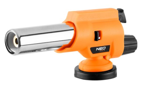Neo Tools Gázforrasztó, gázégő fej, csavaros, 227g-os eldobható palackokhoz, piezo, gázszabályzó szelep, 360 fok