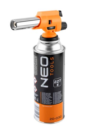 Neo Tools Gázforrasztó, gázégő fej, csavaros, 227g-os eldobható palackokhoz, piezo, gázszabályzó szelep, 360 fok