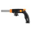 Neo Tools Gázforrasztó, gázégő fej, réz, csavaros, 227g-os palackhoz, pisztolymarkolat, piezo, gázszabályzó szelep, 360 fok
