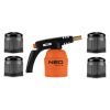Neo Tools Gázforrasztó, perzselő, gázégő 4db tartállyal, 190g, szelepes tartállyal