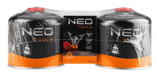 Neo Tools Kemping gázégő+ 2db gázpalack