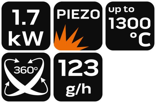 Neo Tools Gázforrasztó, gázégő, 190g-os palackhoz, piezó gyújtással, 360 fokos működés