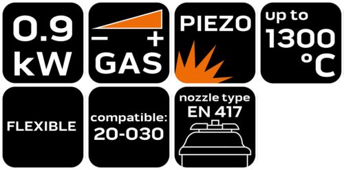 Neo Tools Gázégőfej gyorscsatlakozós, piezó gyújtással flexibilis fejjel