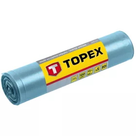  Topex Szemeteszsák 80L, Nagy teherbírású, kék, méretek:60x90cm, vastagság: 100 mic, LDPE fólia, 5db