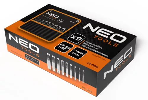 Neo Tools Bőrlyukasztó készlet, szénacél, 9db-os, 2,5-10mm, oxfordszövet tok