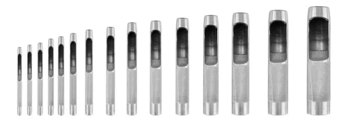 Neo Tools Bőrlyukasztó készlet, szénacél, 15db-os, 2-22mm, oxfordszövet tok