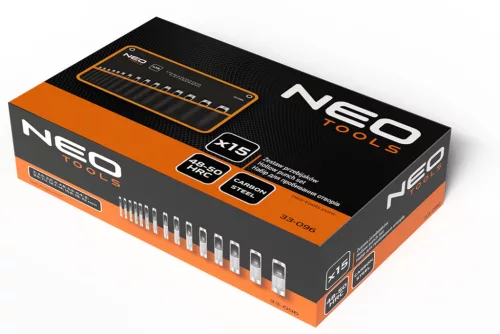 Neo Tools Bőrlyukasztó készlet, szénacél, 15db-os, 2-22mm, oxfordszövet tok