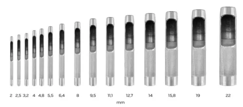 Neo Tools Bőrlyukasztó készlet, szénacél, 15db-os, 2-22mm, oxfordszövet tok