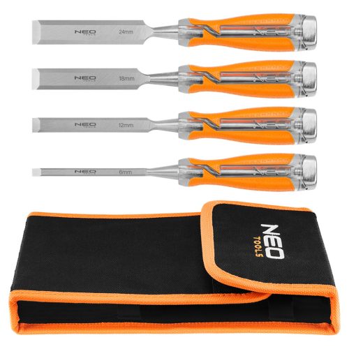 Neo Tools Favéső készlet 4db-os 6, 12, 18, 24. Kétkomponensű markolat, gyöngyvászon tok