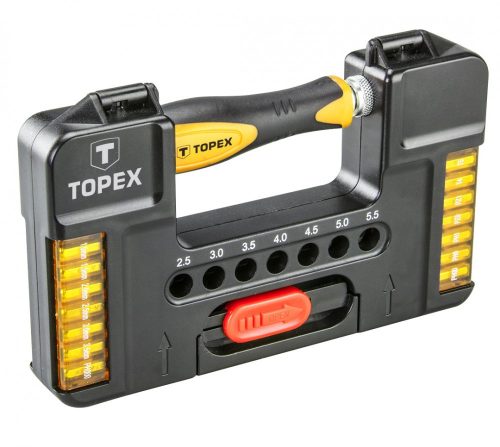 Topex bit és dugókulcs készletracsnis hajtós 37r.