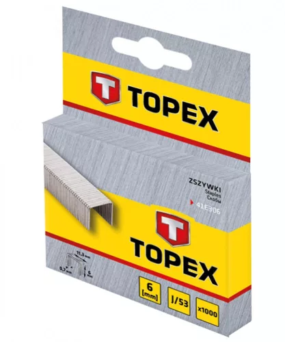 Topex tűzőkapocs 6mm 1000db j/53 11,3mm széles