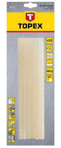Topex Ragasztópatron, 11x250mm, 12db, 300g, átlátszó fehér