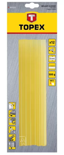 Topex Ragasztópatron, 11x250mm, 12db, 300g, átlátszó sárga