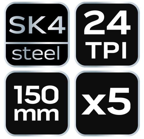 Neo Tools Fémfűrészlap készlet 150mm, 5db, 24TPI, egyoldalas