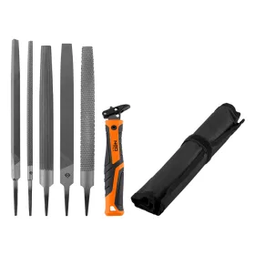   Neo Tools Reszelő készlet univerzális 5db-os, gyorscsatlakozós nyéllel, oxfordszövet tokban